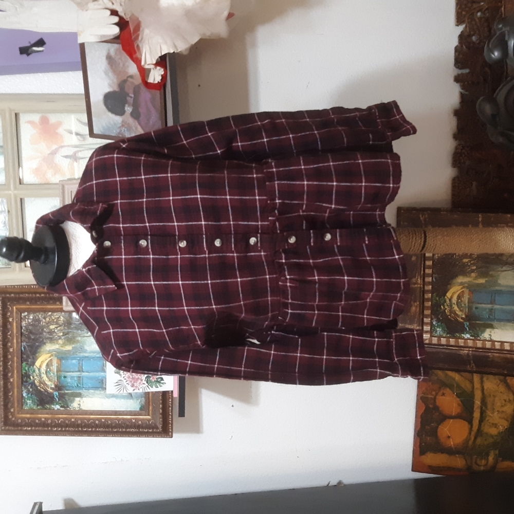 Womens Plaid Flannel shirt Button up Collared Blouse Sz XS ARIZONA JEAN CO
